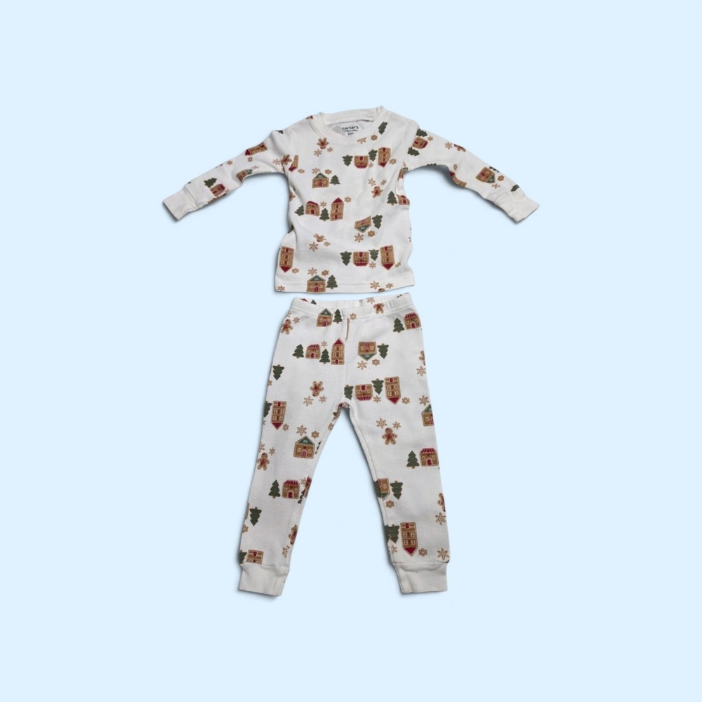 Carter's 12M Christmas Gingerbread House Thermal Pajama Set 2Pc